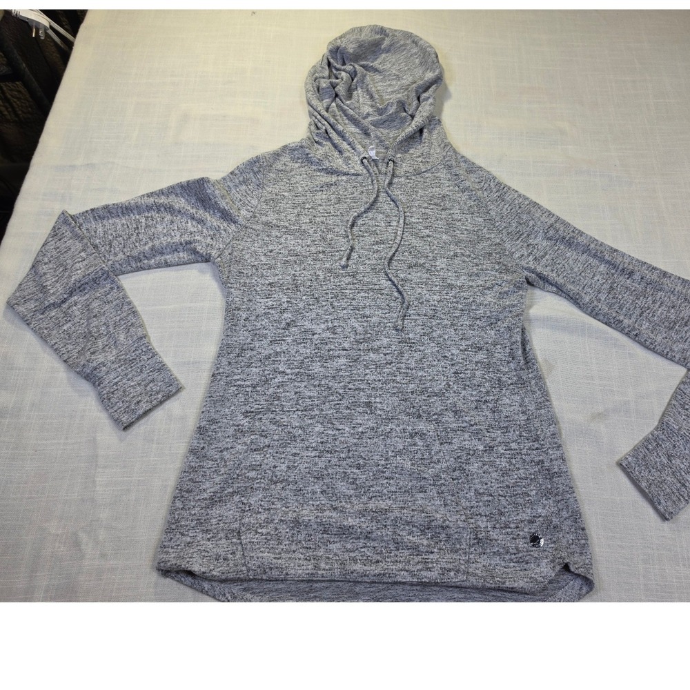Ideology Womens Grey Space Dye Long Sleeve Hoodie Activewear Top Size S
